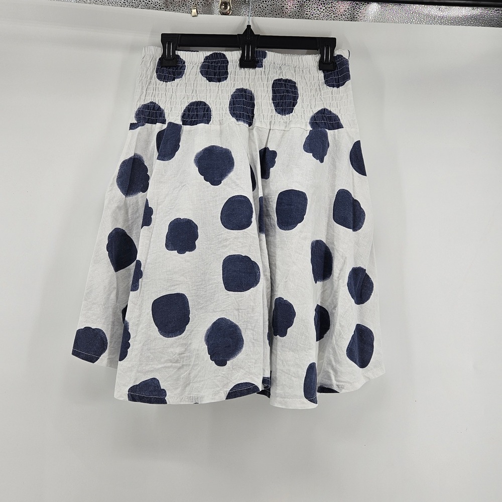 Camille & Co Linen Blend‎ Made in Italy Polka Dot Skirt Coastal Euro Summer M - Picture 4 of 6